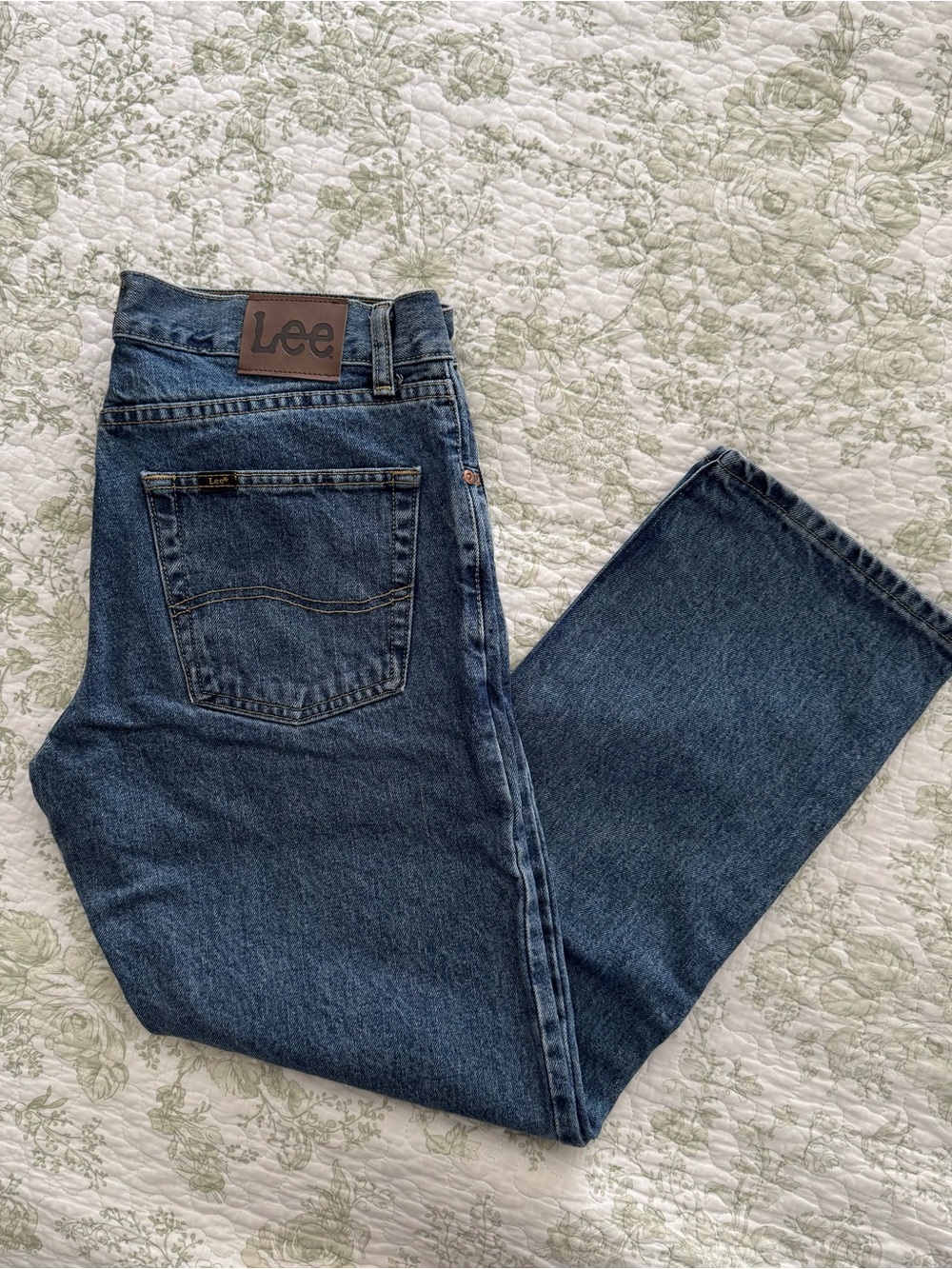 Lee Men's 100% Cotton Regular Fit Straight Leg Jeans - Medium Stone Color